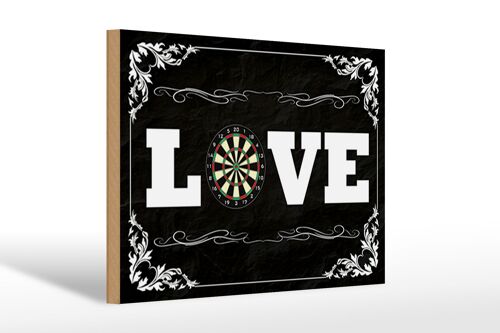 Holzschild Spruch 30x20cm Love Darts Wanddeko