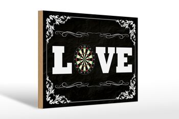 Panneau en bois disant 30x20cm Décoration murale Love Darts 1