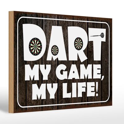 Cartello in legno con scritta 30x20 cm DART my Game my life