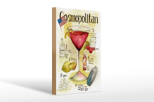 Holzschild Rezept 20x30cm Cosmopolitan Cocktail Recipe