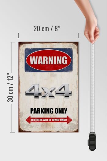 Panneau en bois indiquant 20x30cm Attention Parking 4x4 uniquement 4