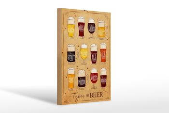 Panneau en bois indiquant 20x30cm Types de bière Variétés de bière 1