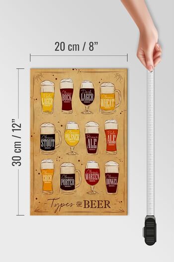 Panneau en bois indiquant 20x30cm Types de bière Variétés de bière 4