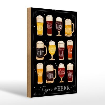Holzschild Spruch 20x30cm Types of Beer Bier Sorte Alkohol