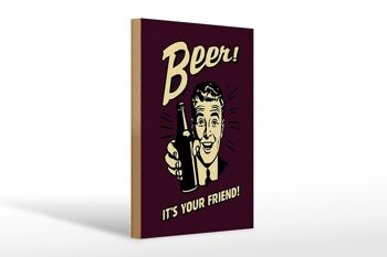 Panneau en bois disant 20x30cm Bière, c'est ta bière amie 1