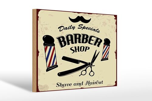 Holzschild Spruch 20x30cm Barbershop shave and haircut