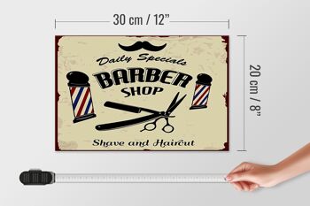 Panneau en bois indiquant 20x30cm Rasage et coupe de cheveux Barbershop 4