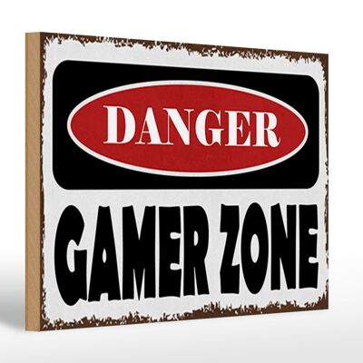 Holzschild Spruch 30x20cm danger Gamer Zone