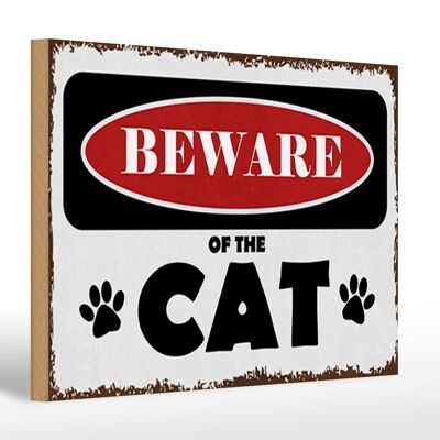 Cartel de madera que dice 30x20cm cuidado con el GATO Cuidado con los gatos