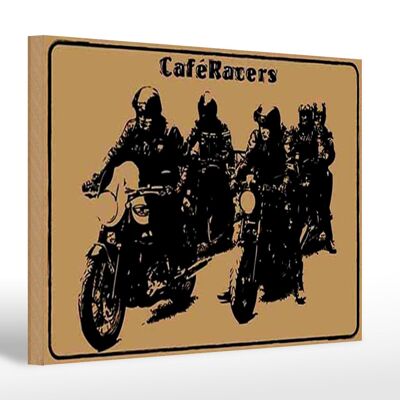 Cartello in legno con scritta 30x20 cm Moto Caqfe Racers moto