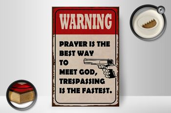 Panneau en bois indiquant que la prière d'avertissement de 20 x 30 cm est le meilleur moyen de 2