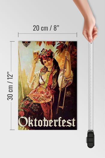 Panneau en bois Pin Up 20x30cm Femme Oktoberfest avec de la bière 4
