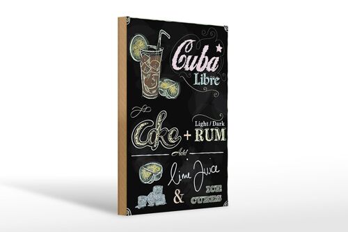 Holzschild Rezept 20x30cm Cuba Libre Cocktail dark Rum Ice