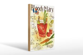 Panneau en bois recette 20x30cm Bloody Mary Vodka Limao tomate 1