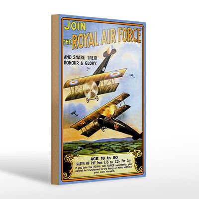Cartello in legno con scritta 20x30 cm aereo Royal air force Età 18 anni