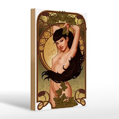 Wooden sign pin up 20x30cm sexy woman girl ivy piercing