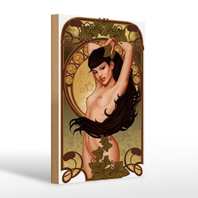 Holzschild Pin up 20x30cm sexy Frau Girl Efeu Piercing