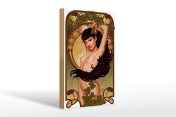 Panneau en bois pin up 20x30cm sexy femme fille lierre piercing 1