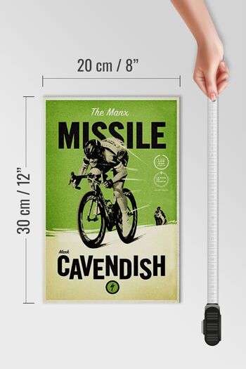 Panneau en bois vélo 20x30cm le missile Manx Mark Cavendish 4