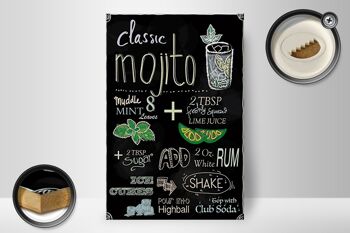 Panneau en bois recette 20x30cm mojito classique rhum blanc soda 2