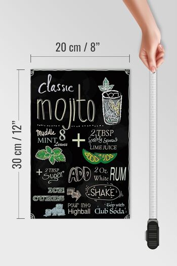 Panneau en bois recette 20x30cm mojito classique rhum blanc soda 4