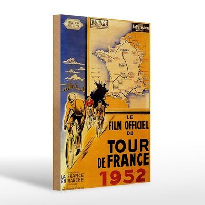 Cartel de madera que dice 20x30cm le film bicicleta Tour Francia 1952