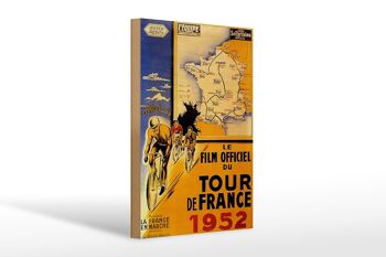 Panneau en bois disant 20x30cm le film vélo Tour France 1952 1