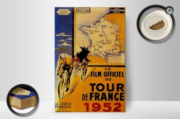 Panneau en bois disant 20x30cm le film vélo Tour France 1952 2