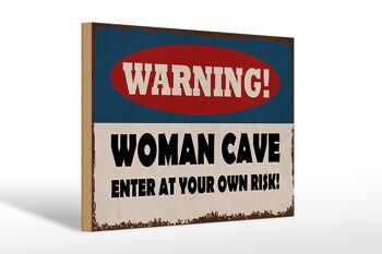 Panneau en bois 30x20cm avertissant les femmes de prendre leurs propres risques 1