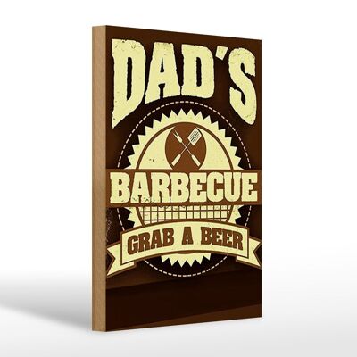 Cartello in legno con scritta 20x30 cm Il barbecue di papà, prendi una birra