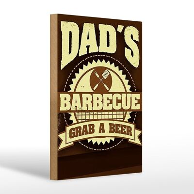 Cartel de madera que dice La barbacoa de papá, 20x30 cm, toma una cerveza.