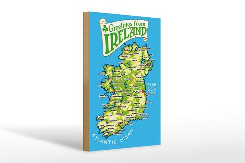 Holzschild Urlaub 20x30cm Greetings from Ireland Landkarte