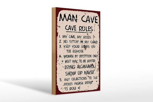 Holzschild Spruch 20x30cm Man cave my cave my rules