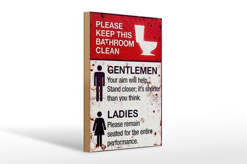 Holzschild Spruch 20x30cm Gentlemen Ladies WC Toilette