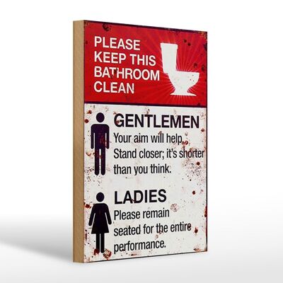 Wooden sign saying 20x30cm Gentlemen Ladies WC Toilet