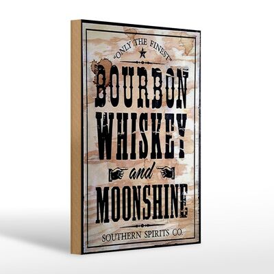 Cartel de madera 20x30cm Whisky Bourbon sólo los mejores