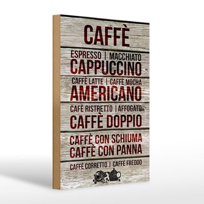 Cartel de madera Caffee 20x30cm Caffe espresso capuccino latte