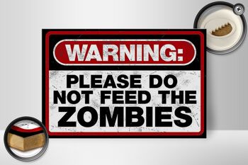 Panneau en bois disant 30x20cm avertissement s'il vous plaît, ne faites pas de zombies 2