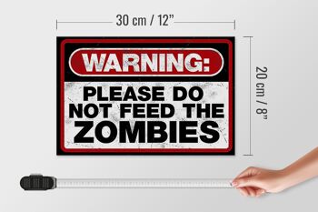 Panneau en bois disant 30x20cm avertissement s'il vous plaît, ne faites pas de zombies 4