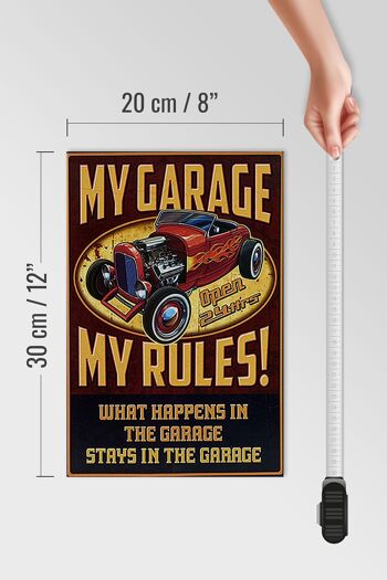 Panneau en bois disant 20x30cm mon garage ouvert 24h/24 mes règles 4
