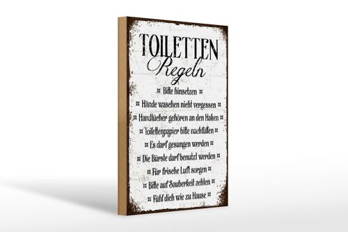 Holzschild Spruch 20x30cm Toiletten Regel bitte hinsetzen