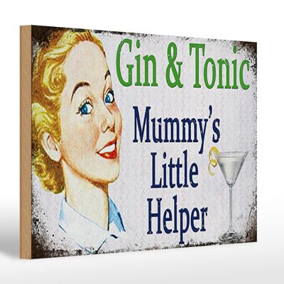 Cartel de madera que dice Gin Tonic 30x20cm El pequeño ayudante de mamá