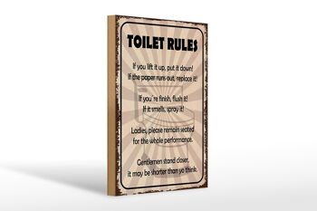 Panneau en bois indiquant les règles des toilettes de 20 x 30 cm si vous le soulevez 1