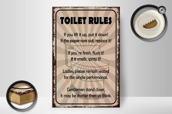 Panneau en bois indiquant les règles des toilettes de 20 x 30 cm si vous le soulevez 2