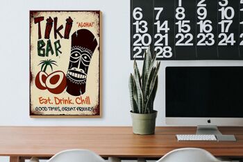 Panneau en bois indiquant 20x30cm TIKI Bar Aloha eat drink chill 3