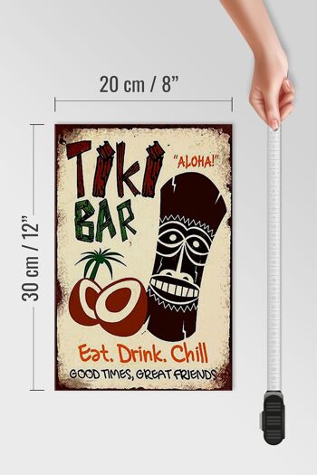 Panneau en bois indiquant 20x30cm TIKI Bar Aloha eat drink chill 4