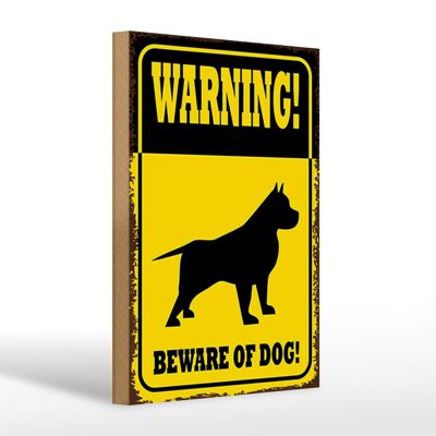 Cartel de madera que dice perro 20x30cm Advertencia, cuidado con el perro