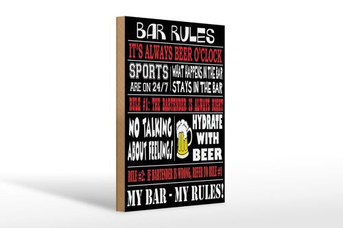 Holzschild Spruch 20x30cm Bar rules Bier my bar my rules