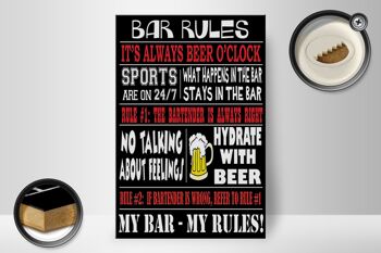 Panneau en bois disant 20x30cm Bar règles bière mon bar mes règles 2