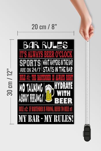 Panneau en bois disant 20x30cm Bar règles bière mon bar mes règles 4